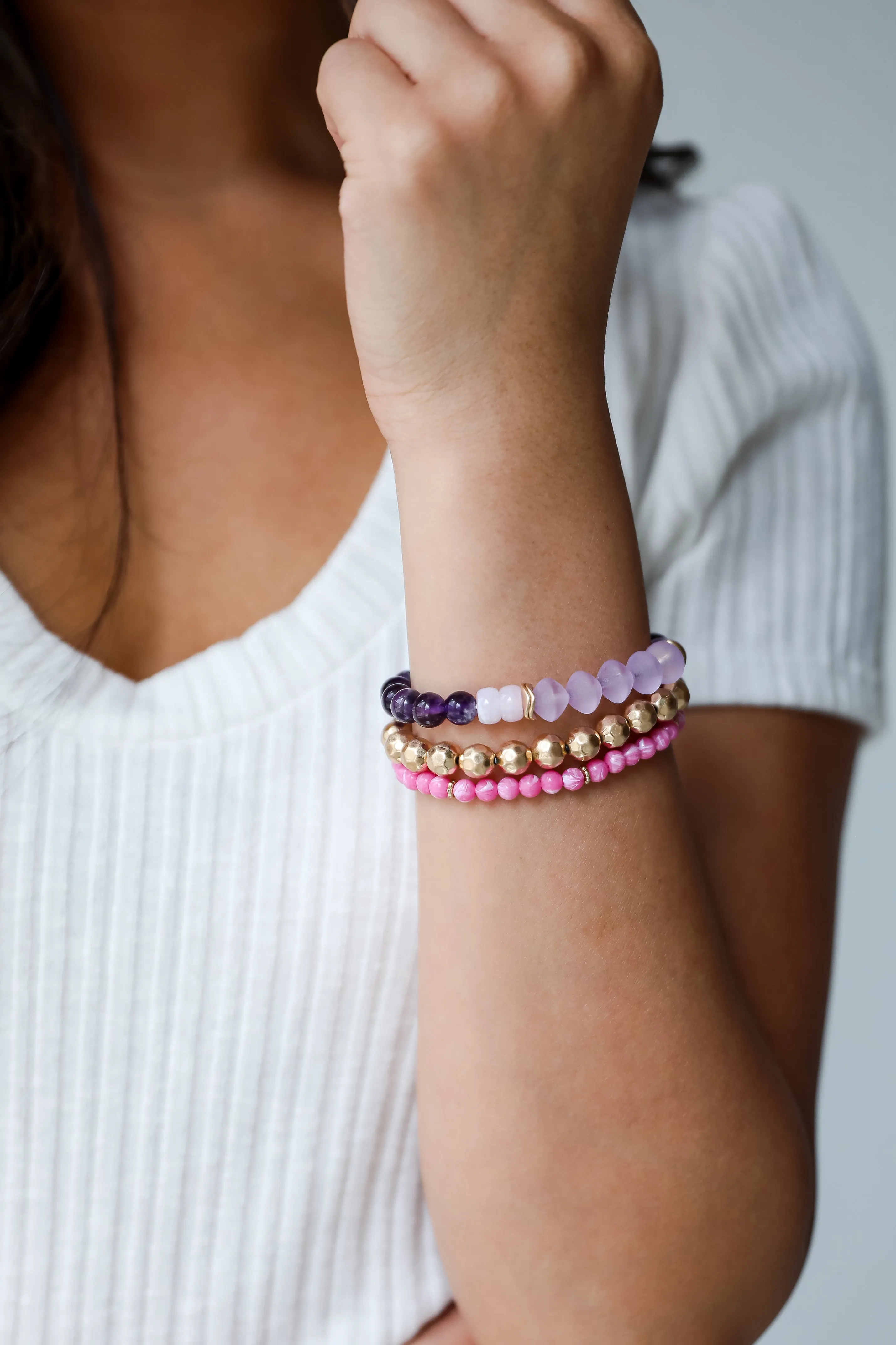 FINAL SALE - Eloise Purple Beaded Bracelet Set