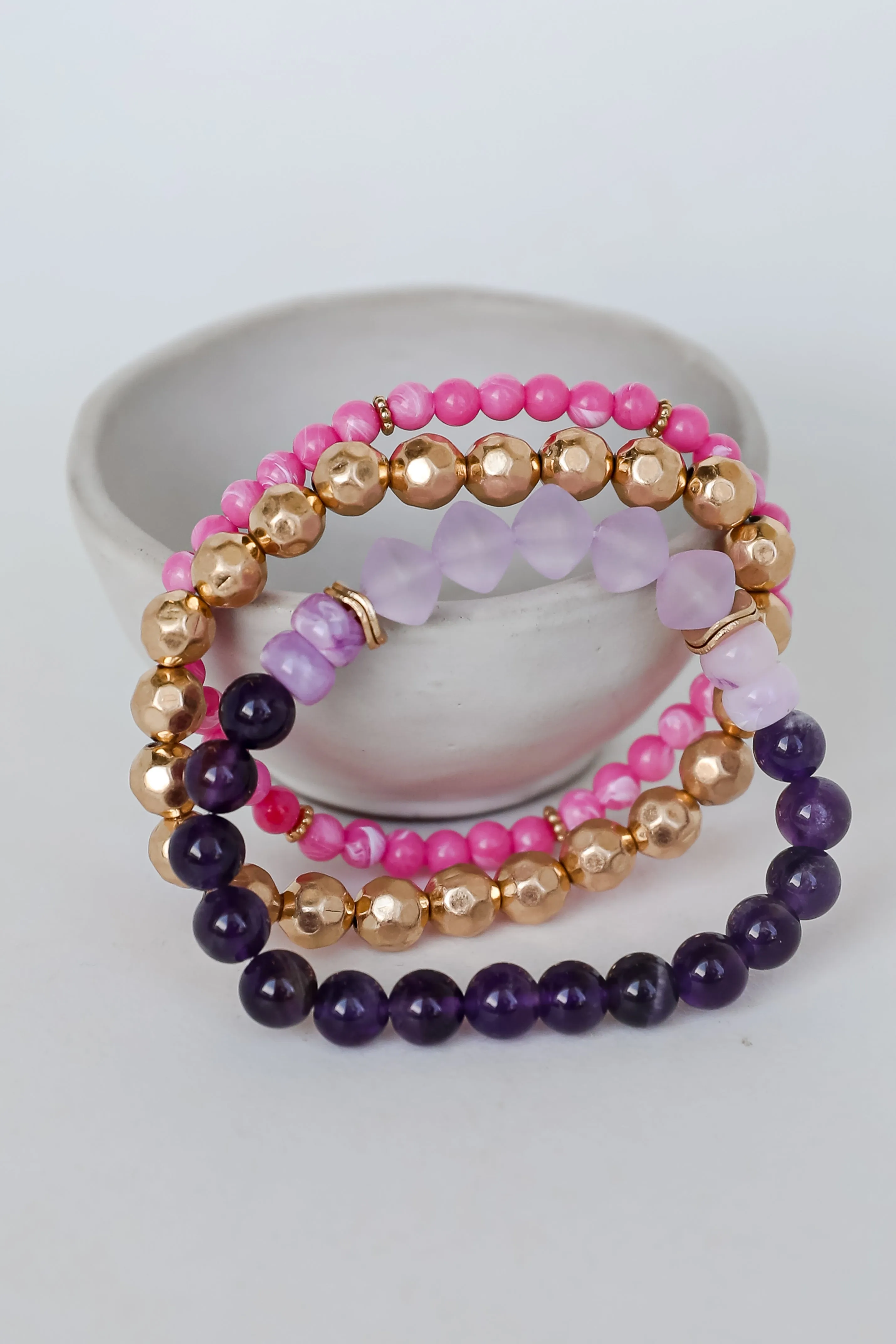 FINAL SALE - Eloise Purple Beaded Bracelet Set