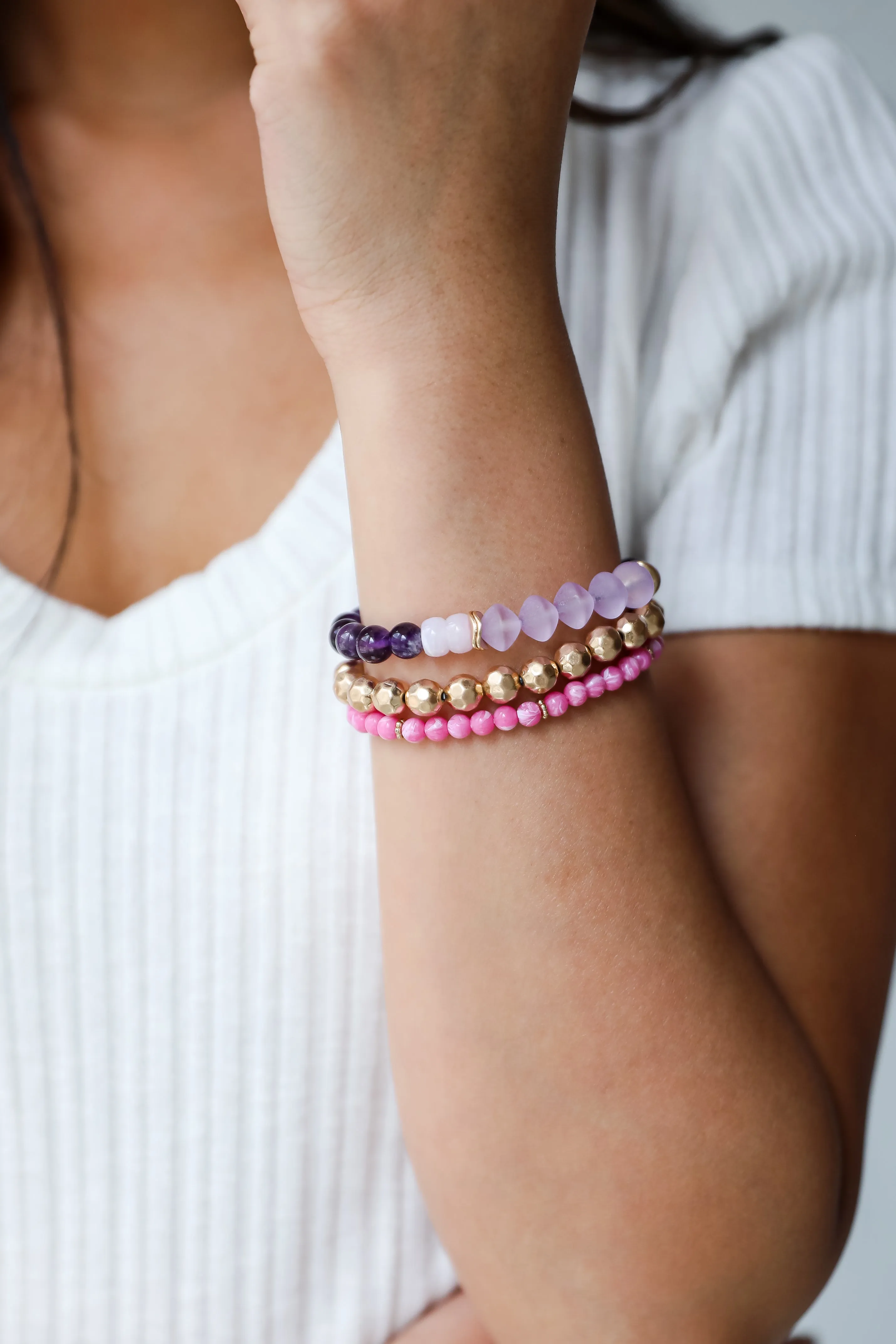 FINAL SALE - Eloise Purple Beaded Bracelet Set