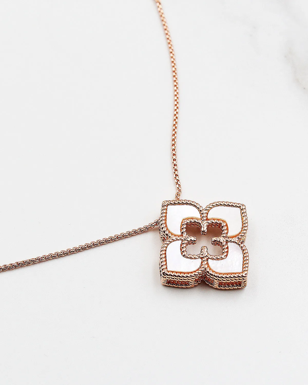 Floral Pendant Necklace with Adjustable Chain