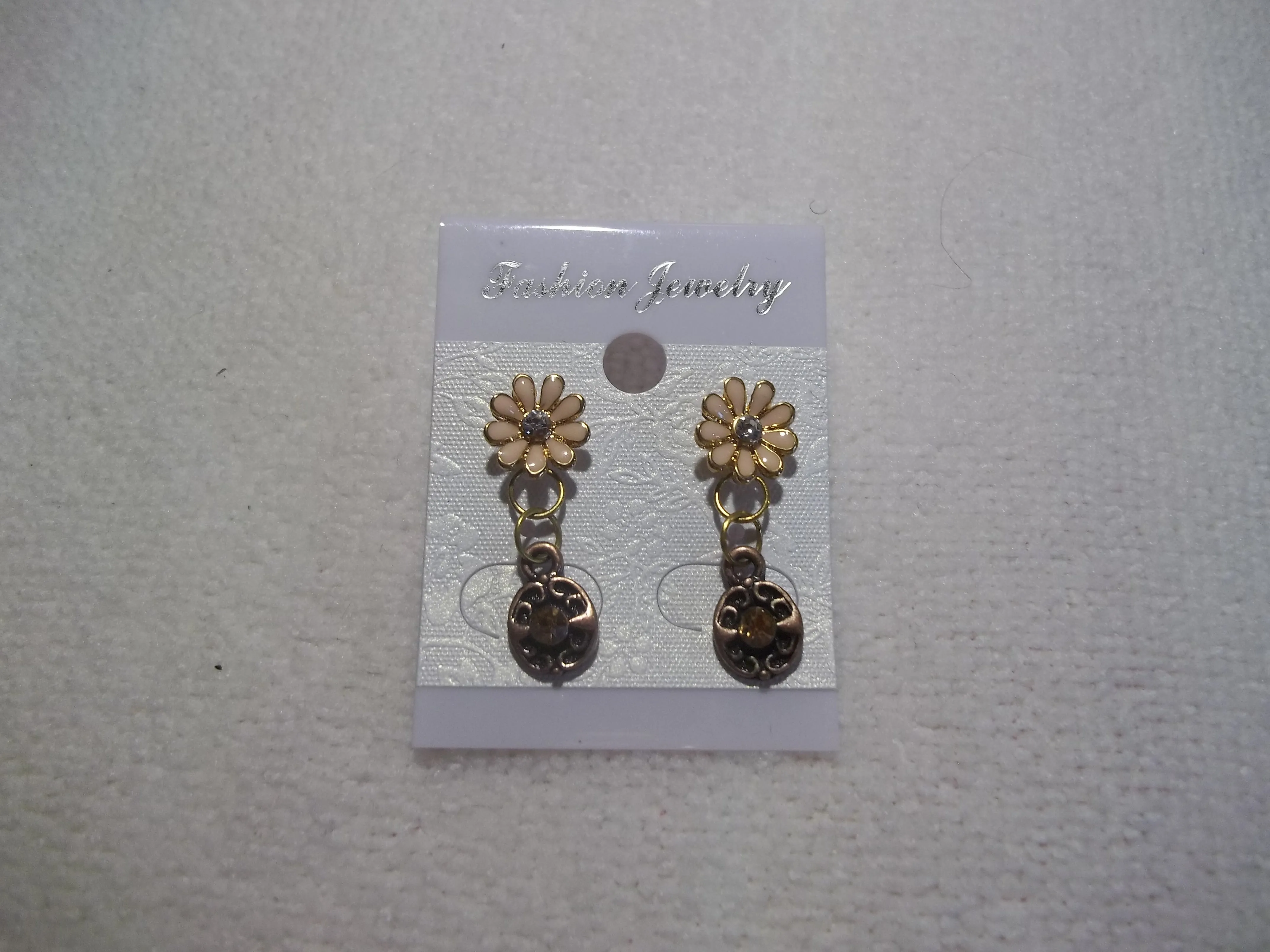 Flower Copper Bling Stud Earrings (E915)