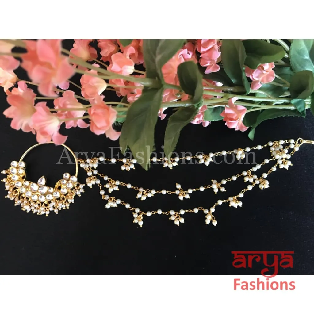 Flower Kundan Nose Ring