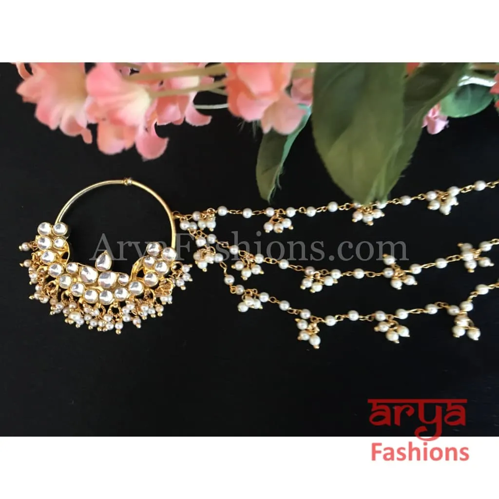 Flower Kundan Nose Ring