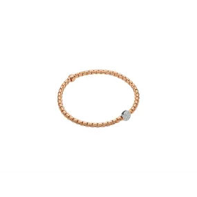 Fope 18K Rose Gold Eka Collection Bracelet with 18K White Gold Pave Diamond Rondel