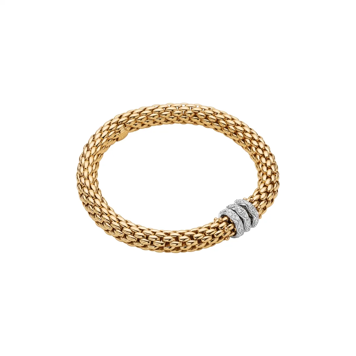 FOPE 18K Yellow Gold Love Nest Diamond Bracelet, Medium Size