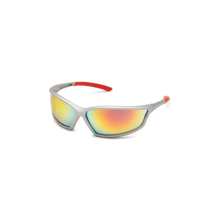 Gateway Safety 41Sl2M 4x4 Modern Sporty Safety Glasses, Silver Sport Frame, Sunset Red Mirror Lens, Box of 10