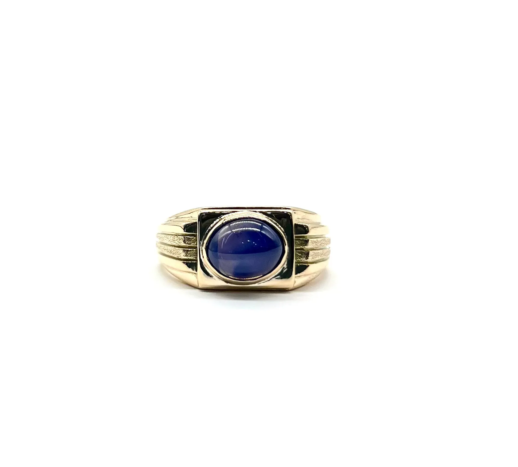 Gents 14k Yellow Gold Blue Star Sapphire Ring