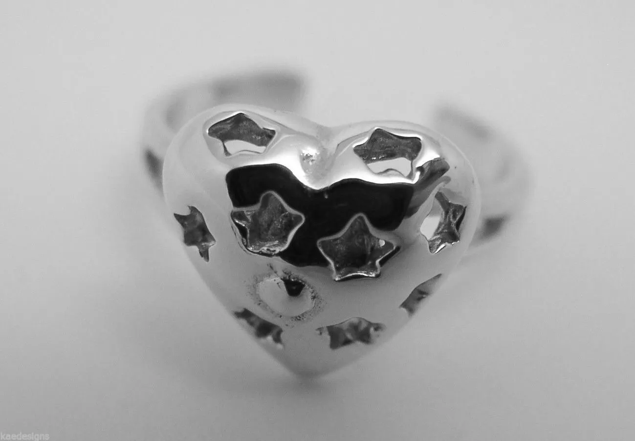 Genuine 9ct 375 Yellow or Rose or White Gold Star Heart Toe Ring  232