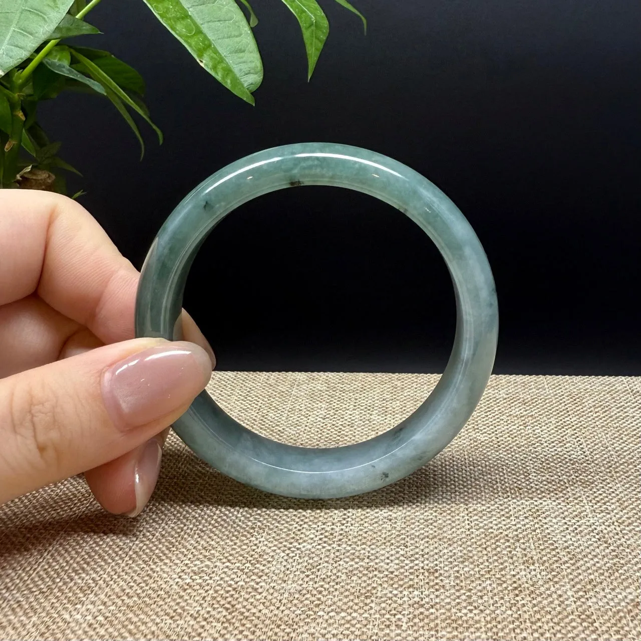 Genuine Burmese Oil Green Jade Jadeite Bangle Bracelet ( 53.9mm )