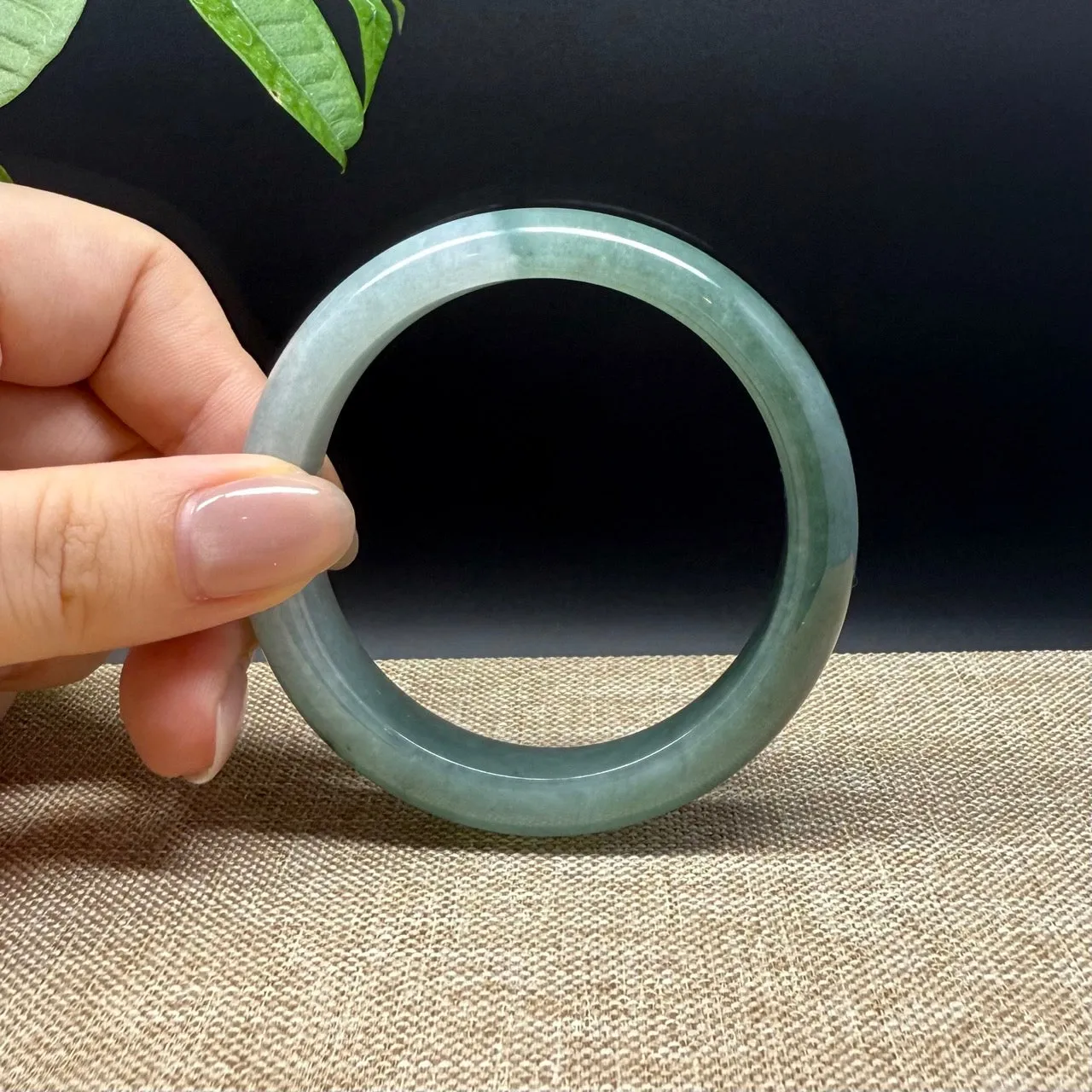 Genuine Burmese Oil Green Jade Jadeite Bangle Bracelet ( 54.3mm )