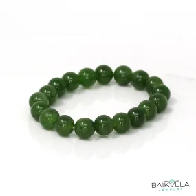 Genuine Green Jade Round Beads Bracelet Bangle ( 8 mm )