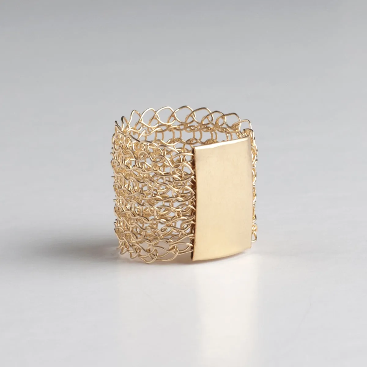 Geometric Gold Ring - wire crochet statement ring