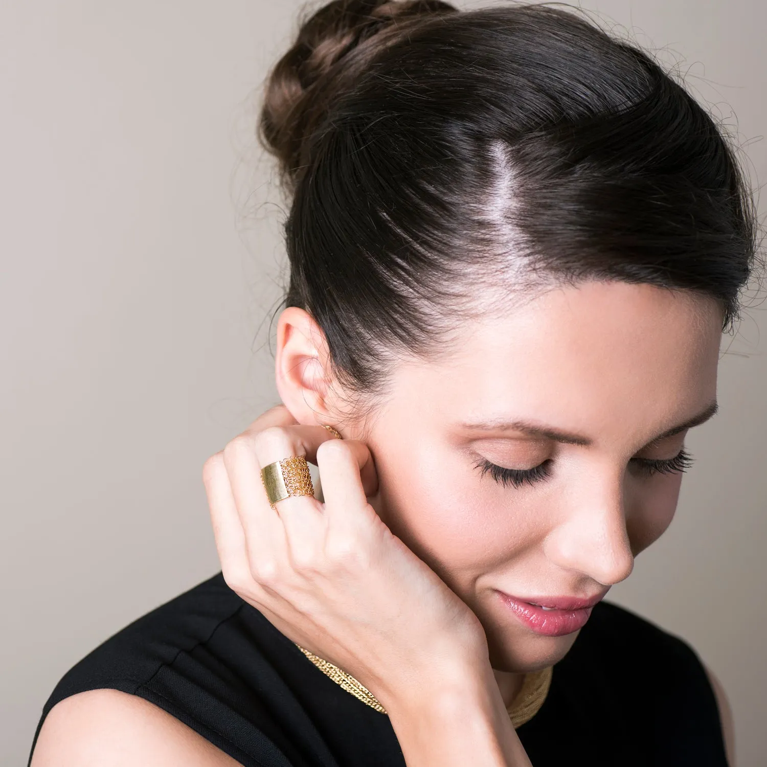 Geometric Gold Ring - wire crochet statement ring