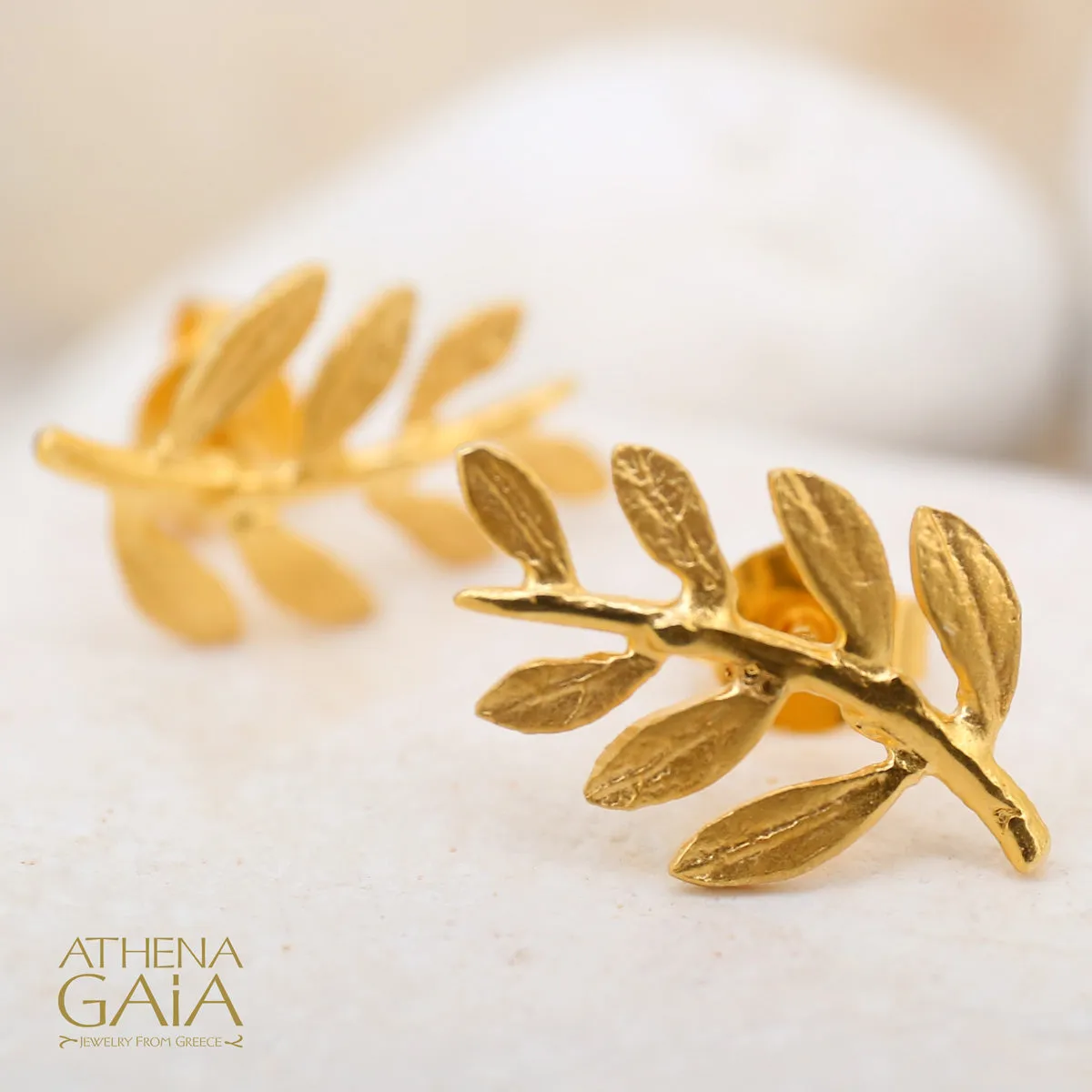 Gold 7-Leaf Olive Leaf Earrings