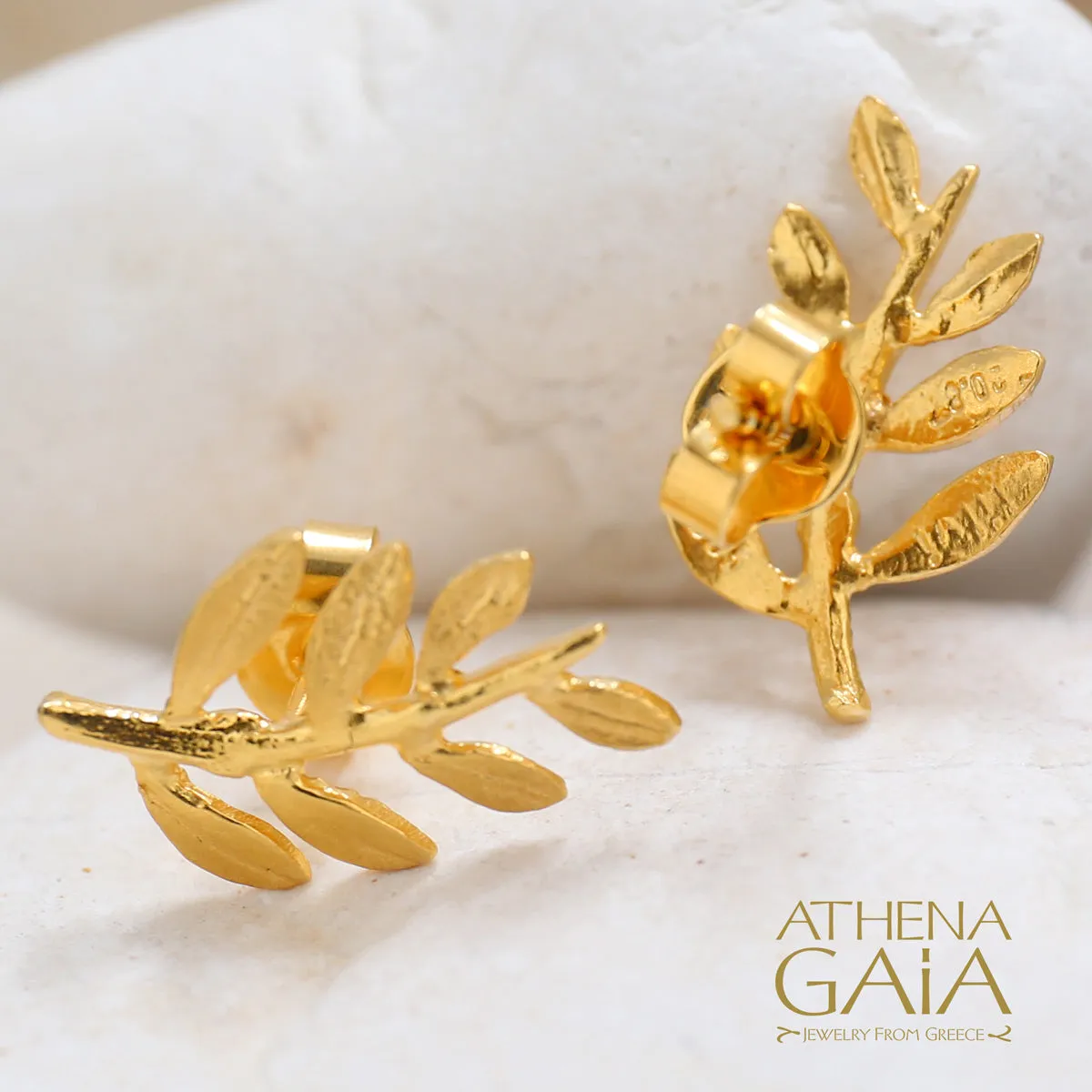 Gold 7-Leaf Olive Leaf Earrings