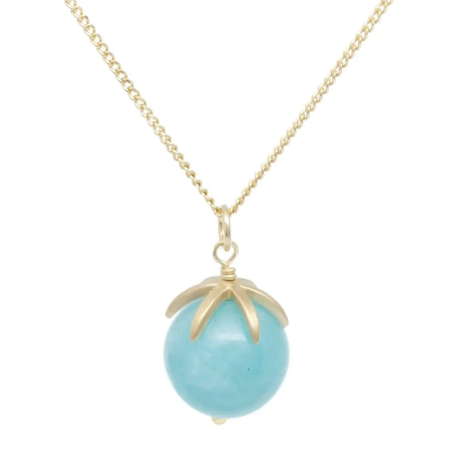 Gold Pendant Gemstone Sphere Necklace