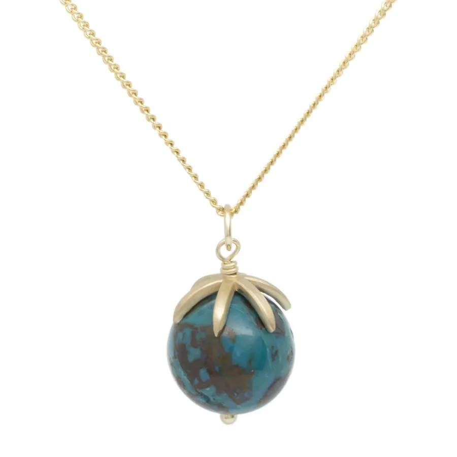 Gold Pendant Gemstone Sphere Necklace