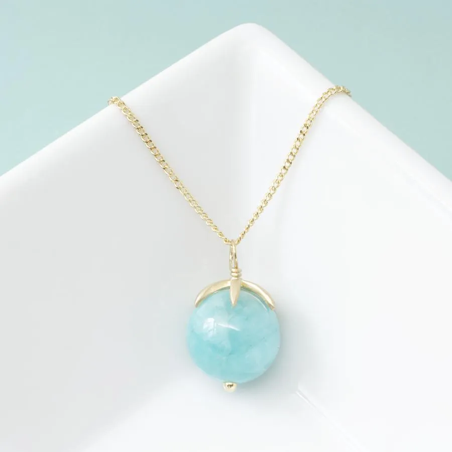 Gold Pendant Gemstone Sphere Necklace