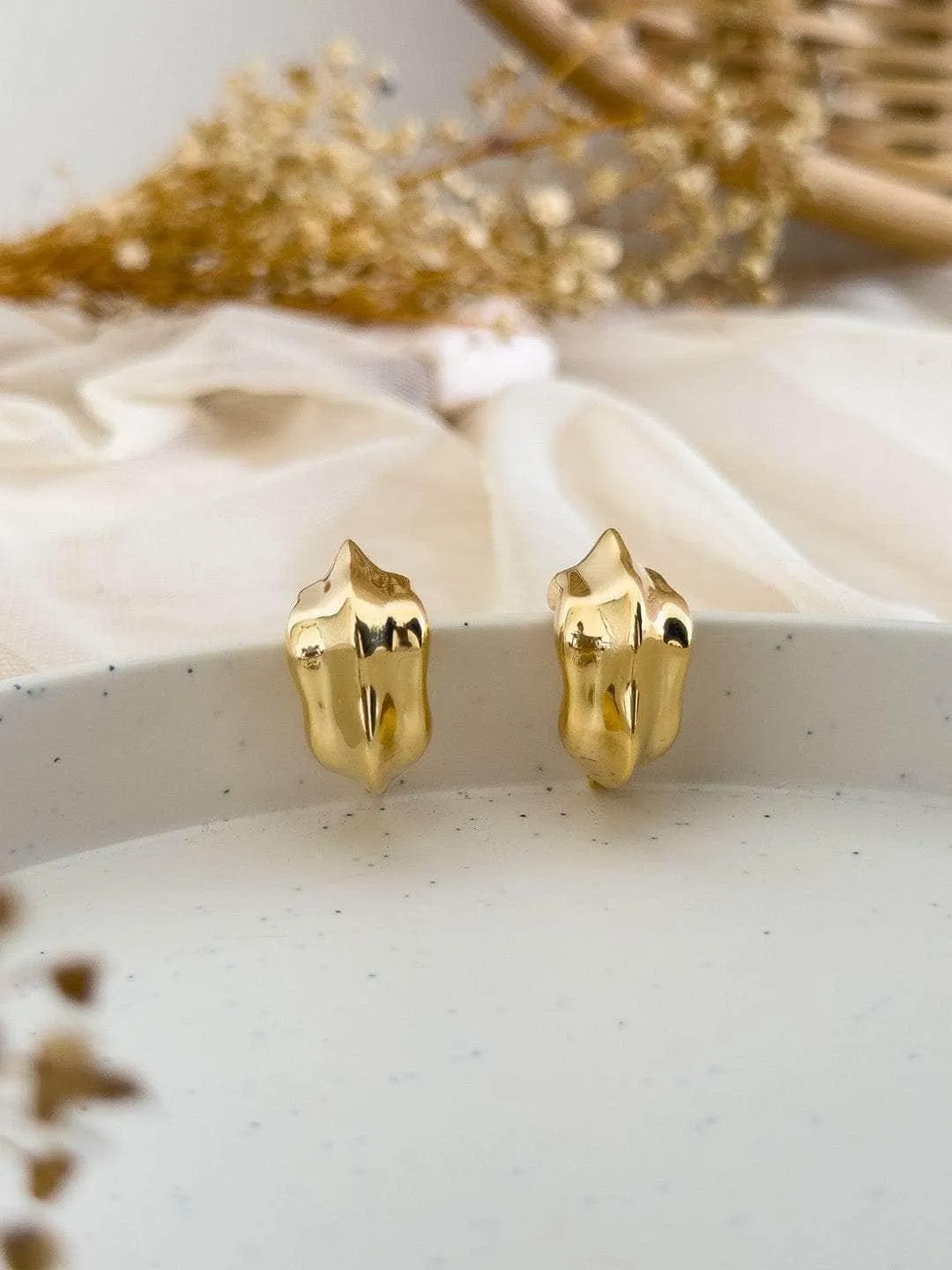 Gold Plated Handcrafted Floral Stud Earrings