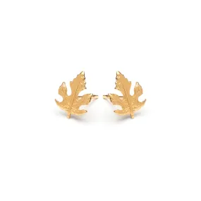 Gold Plated Maple Leaf Stud Earrings