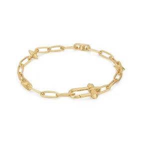 Gold Stud Link Charm Bracelet