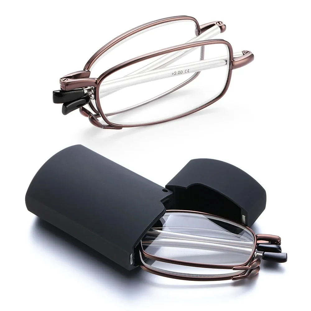 Gootrades Unisex Full Rim Square Alloy Foldable Reading Glasses 5923