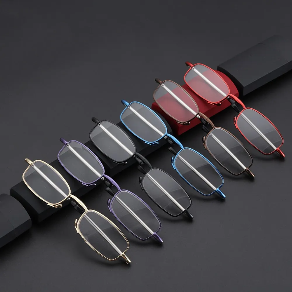 Gootrades Unisex Full Rim Square Alloy Foldable Reading Glasses 5923