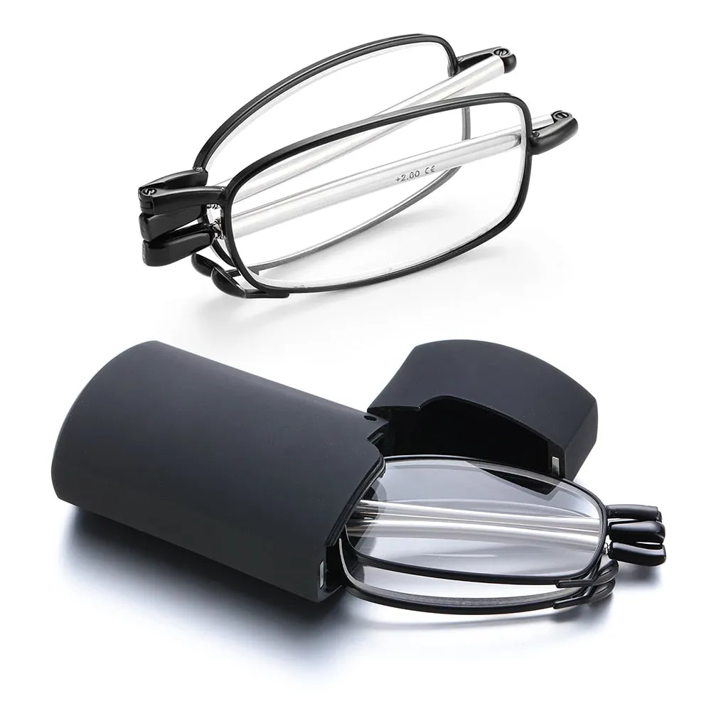 Gootrades Unisex Full Rim Square Alloy Foldable Reading Glasses 5923