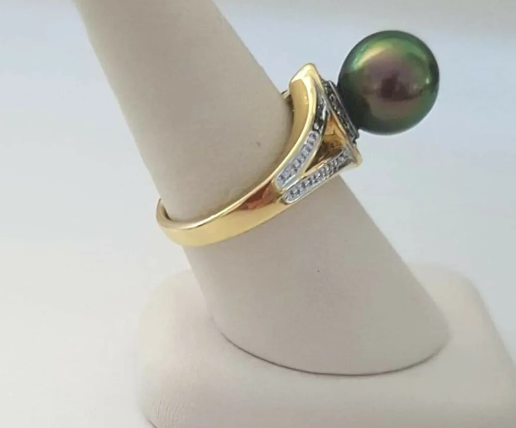 Gorgeous Kiara -Authentic Tahitian Smooth Round Pearl Ring