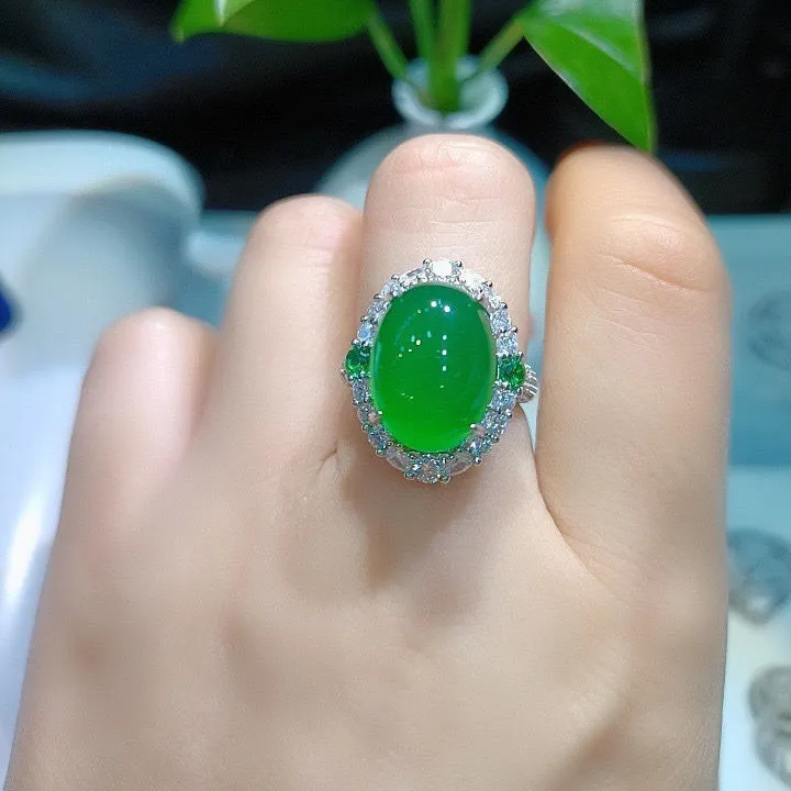 Green Agate Jade Women's Ring