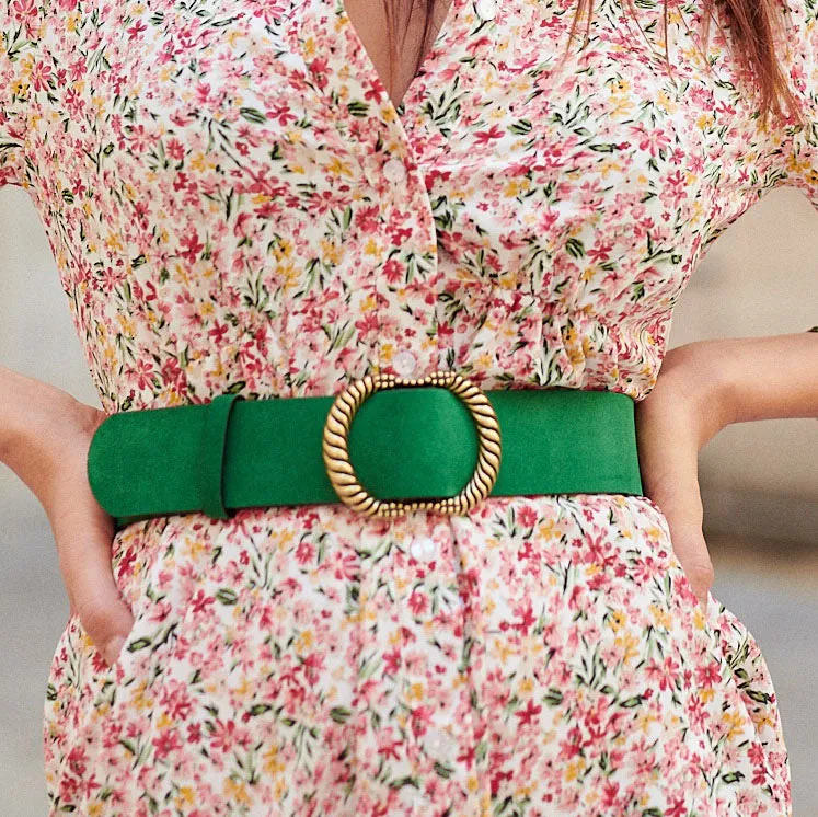 Green suede belt