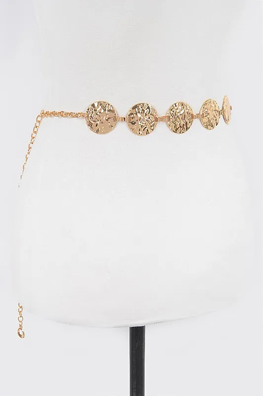 Hammered Gold Metal Chain Belt