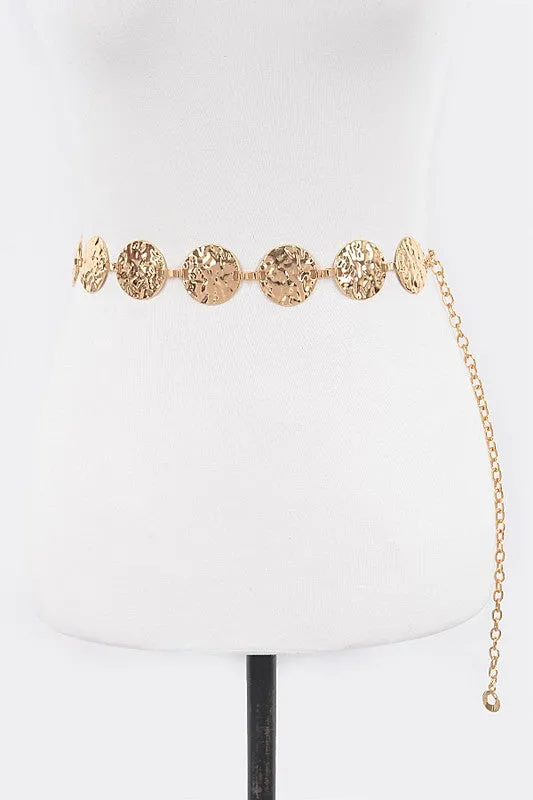 Hammered Gold Metal Chain Belt