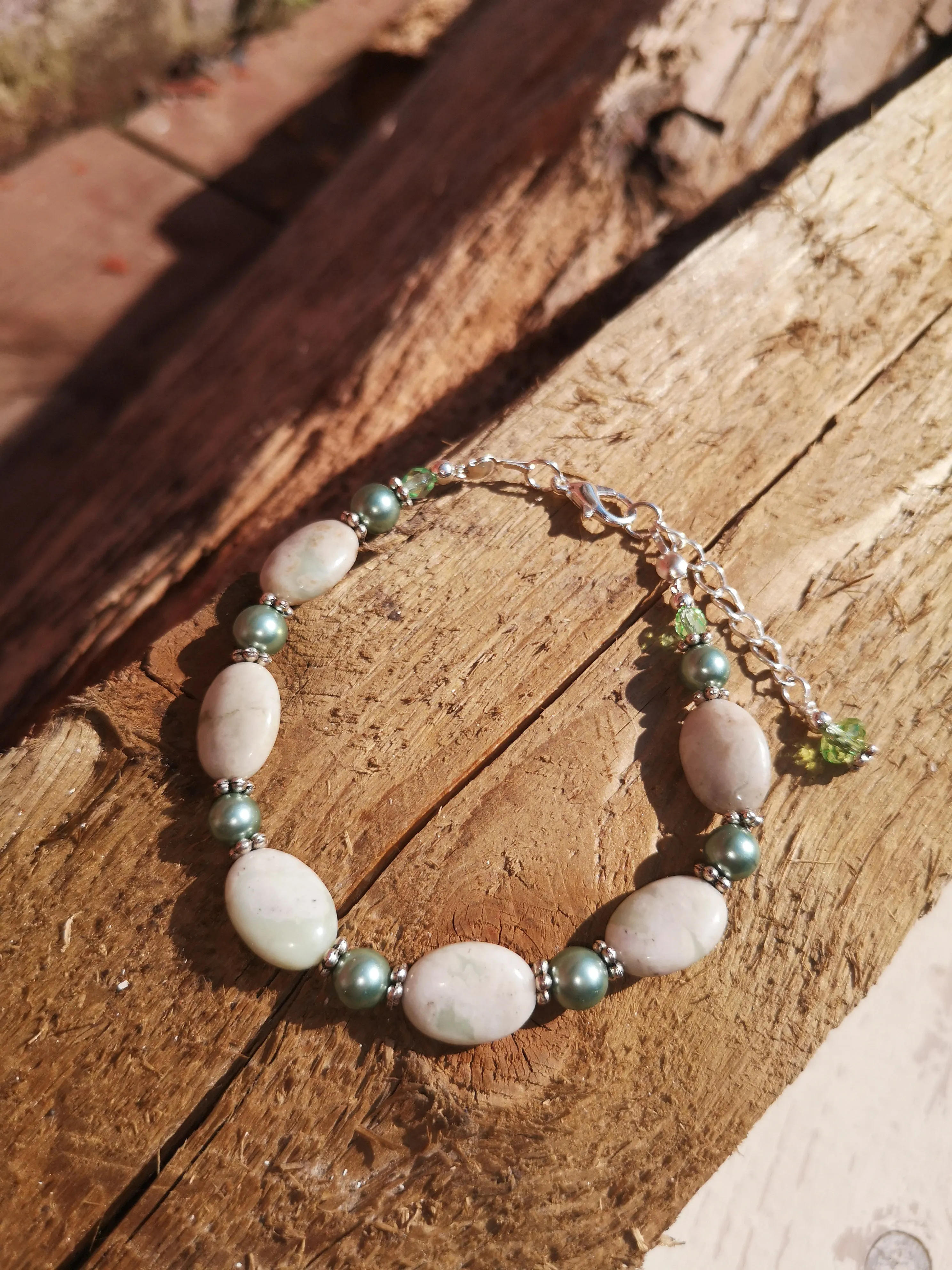 Harmony: Jadeite, Pearl & crystal bracelet, spirituality, & wellness