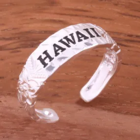 Hawaiian Scroll Black Enamel HAWAII Cut Out Edge Toe Ring