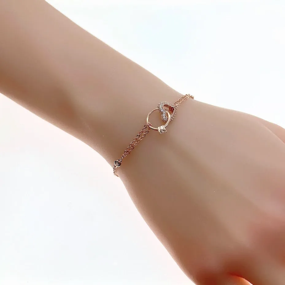 Heart & Ring Cubic Zirconia Bracelet