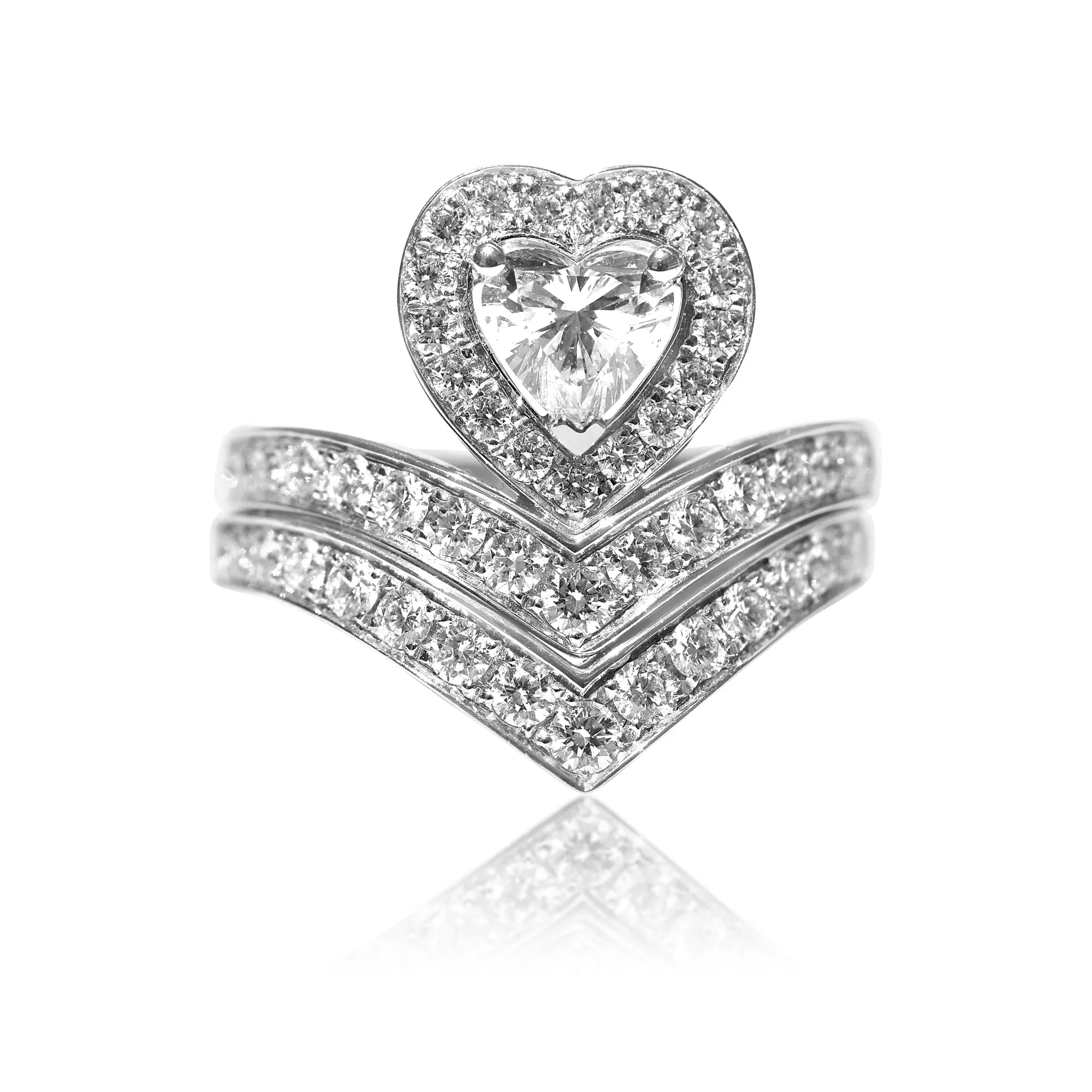 Heart Crown with Band Diamond Ring