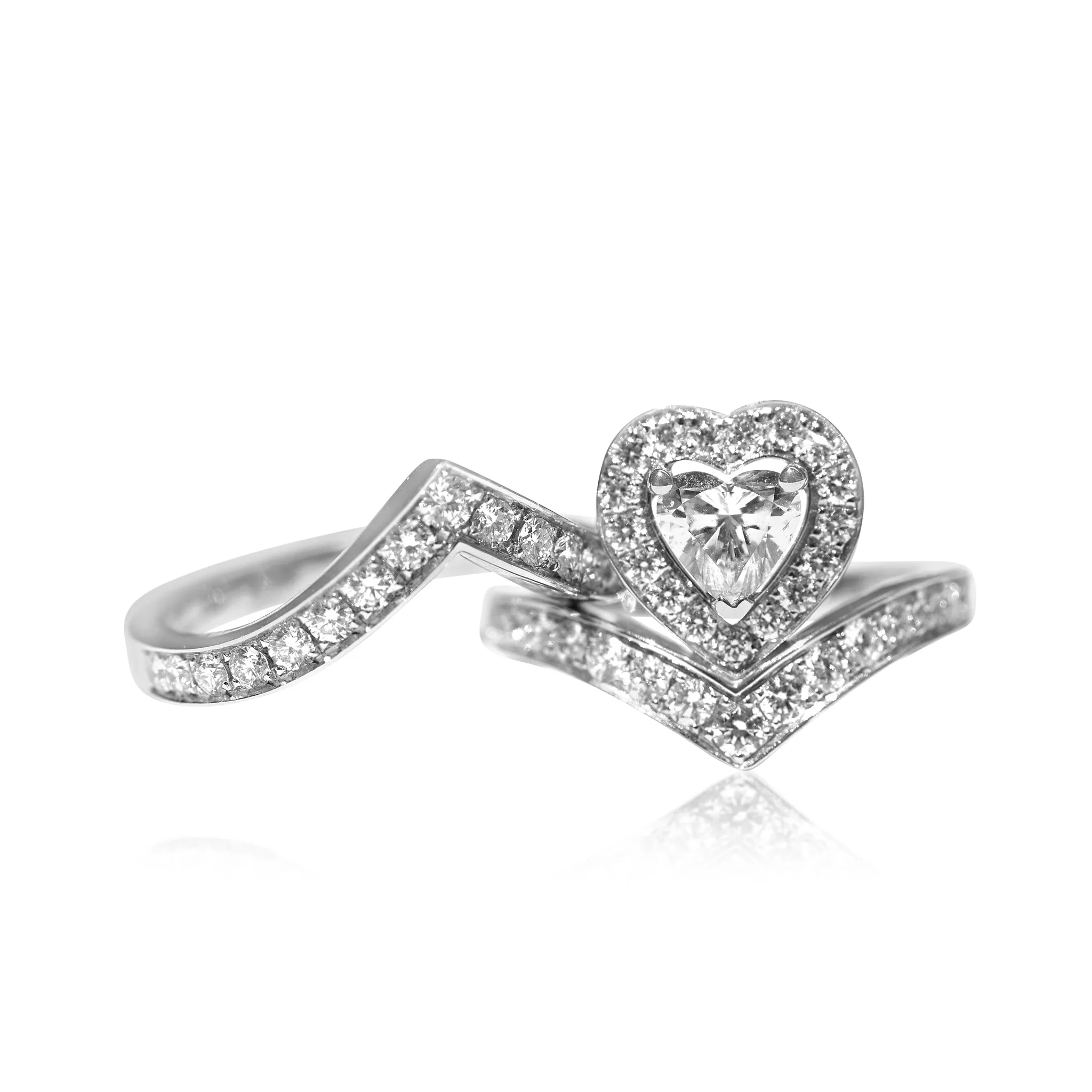 Heart Crown with Band Diamond Ring