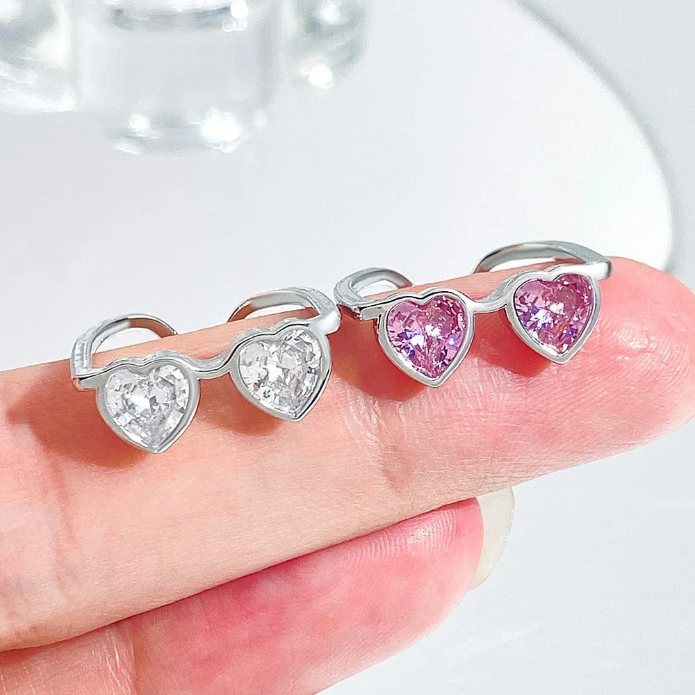 Heart Shape Sunglasses Crystal Love Ring