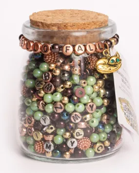 HELLO FALL Round Copper Letter Beads with Gold Fox Charm DIY Bead Jar