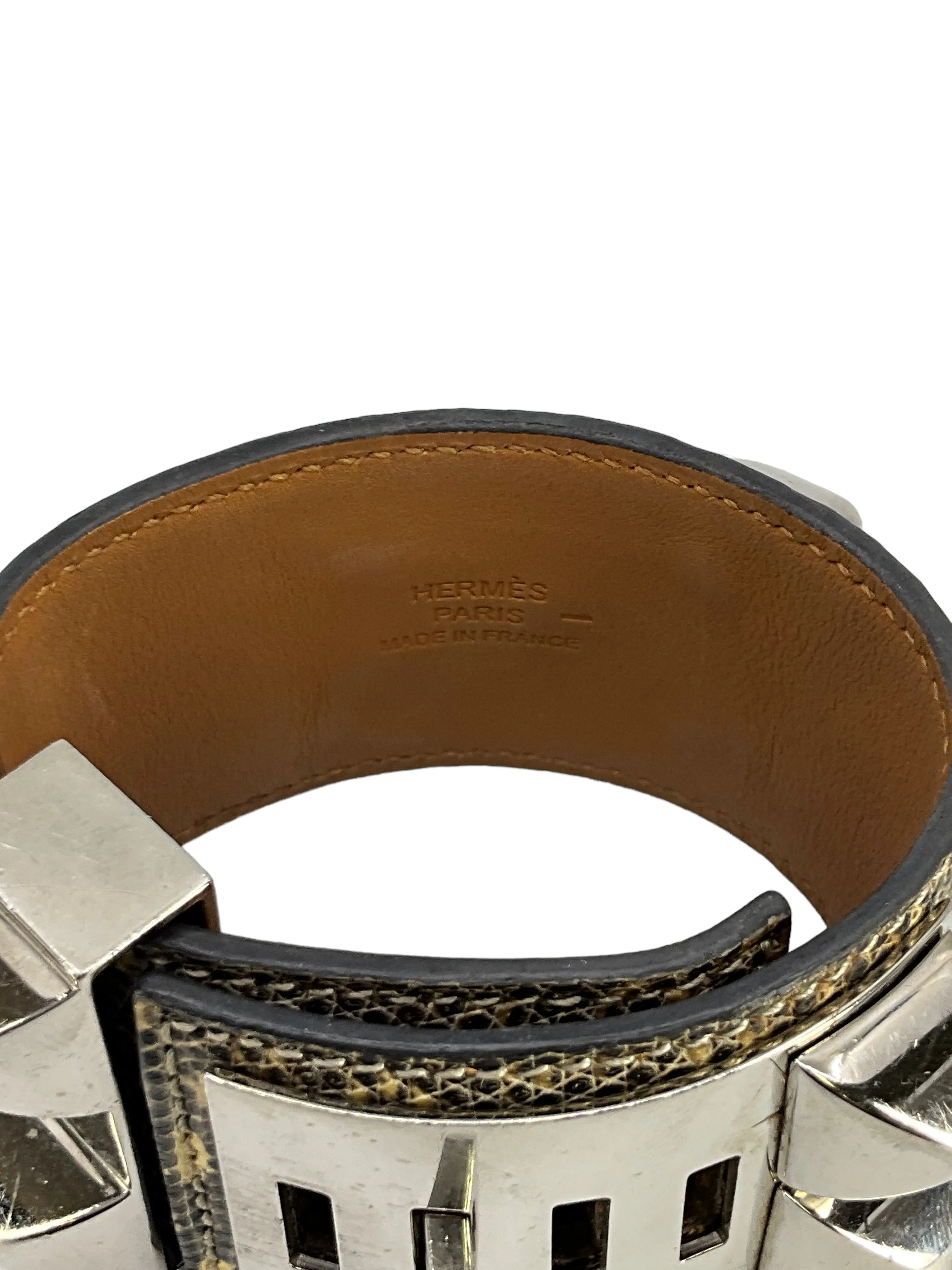 HERMES Natura Lizard Collier de Chien Bracelet