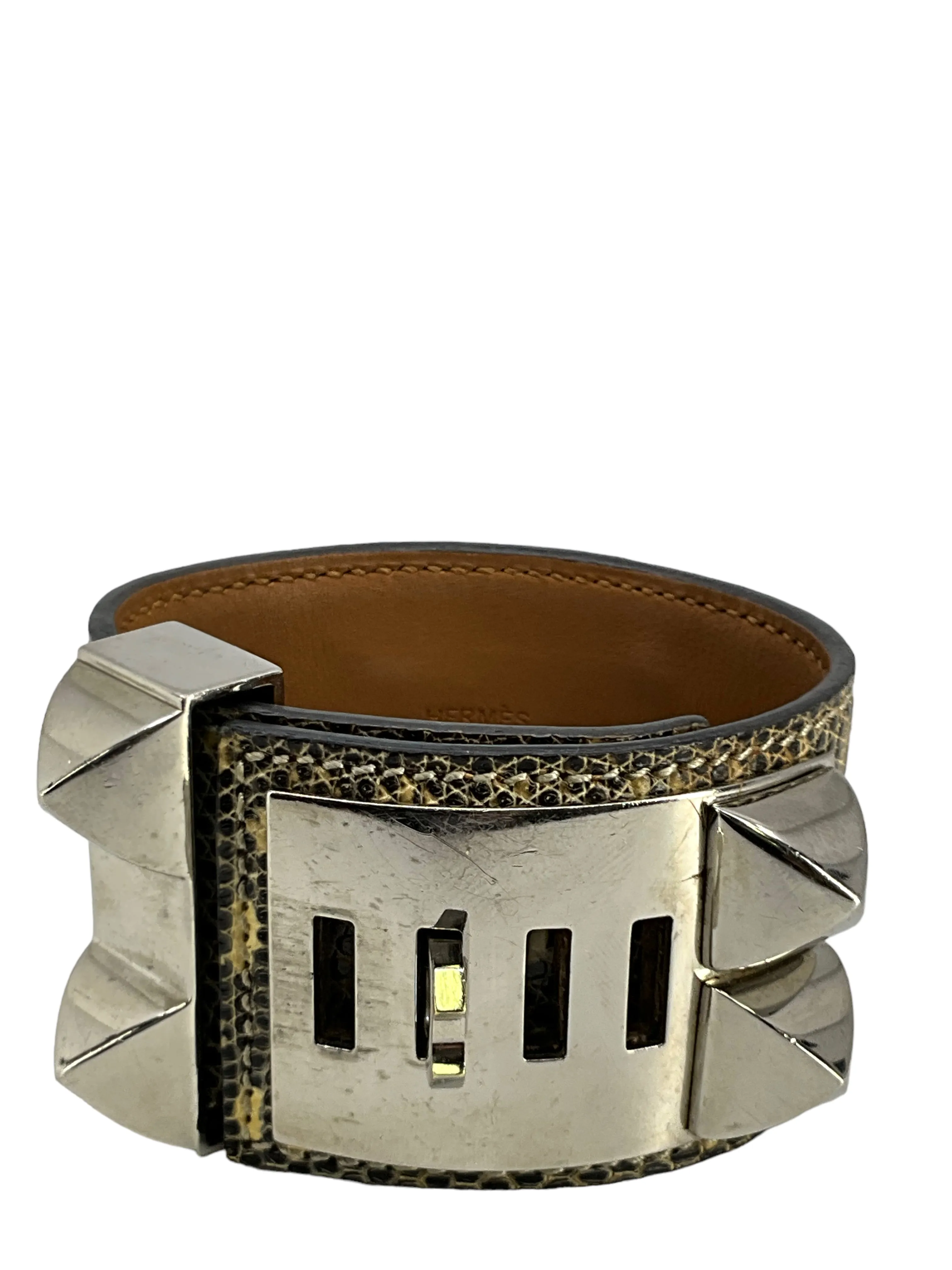 HERMES Natura Lizard Collier de Chien Bracelet