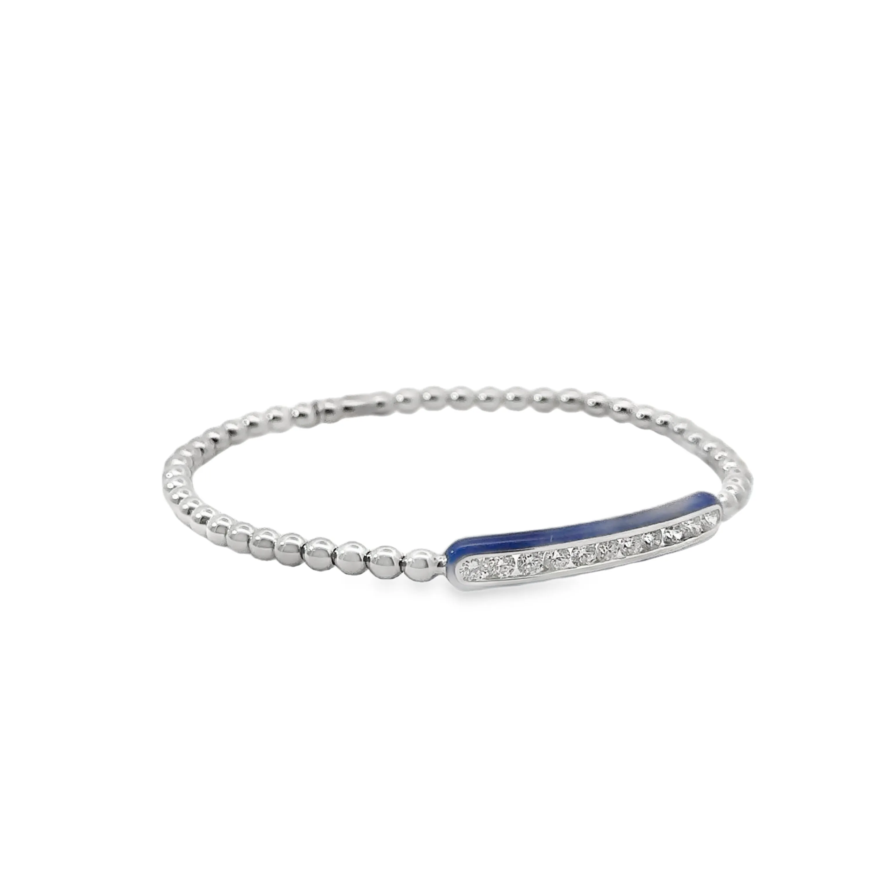 Hulchi Belluni Enamel Stretchy Diamond Bar Bracelet