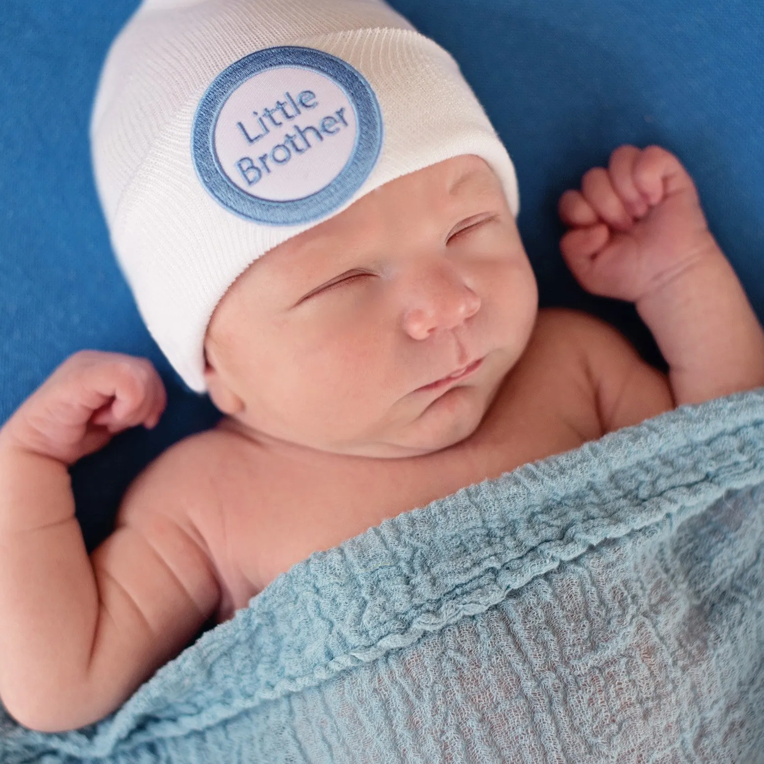 ilybean WHITE Little Brother Newborn Boy Hospital Hat - Newborn Boy Hospital Hat