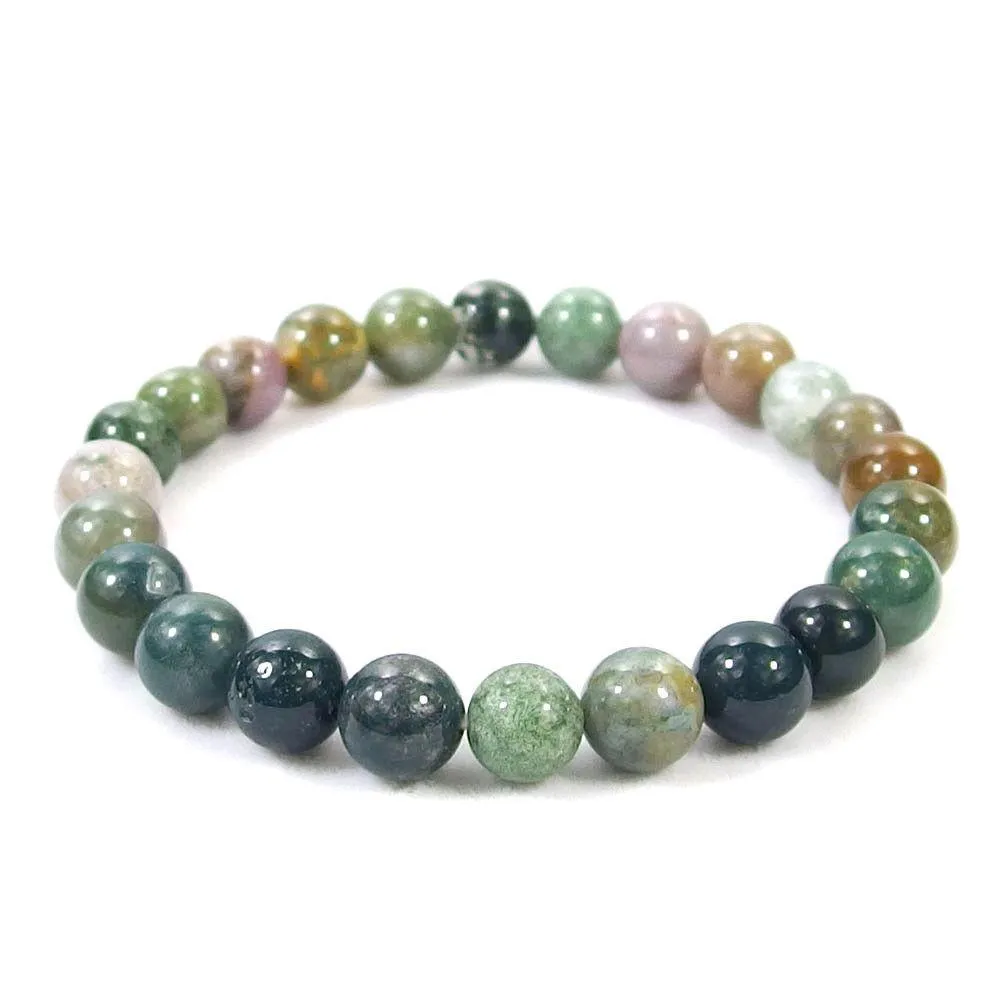 Indian Agate Beaded Crystal Bracelet