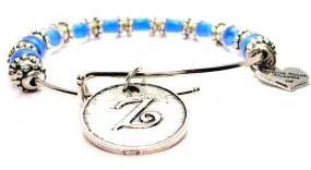 Initial Z Circle 9mm Glass Beaded Single Bracelet