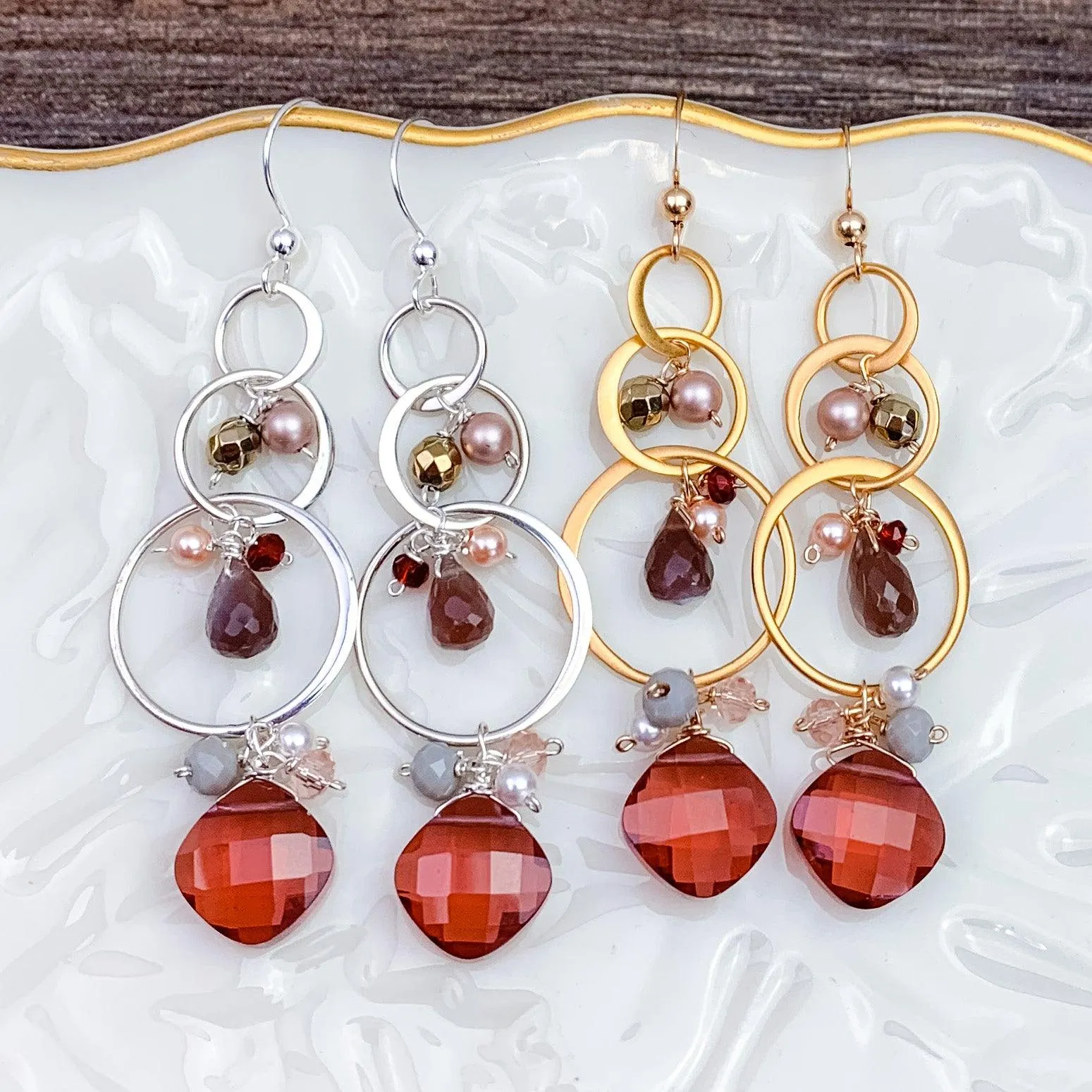 Joyful Gem Cascade Circle Earrings