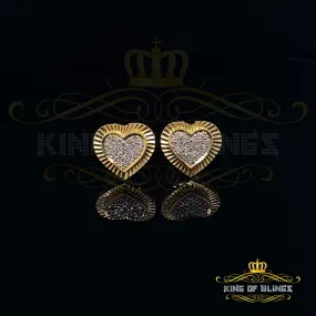 King of Blings-Aretes Para Hombre Heart 925 Yellow Silver 0.33ct Diamond Women's /Men Earrings