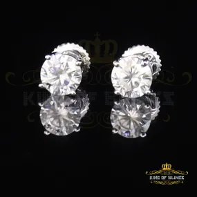 King of Bling's Men's & Women's 925 Silver White 0.66ct VVS 'D' Moissanite Stud Stud Earrings