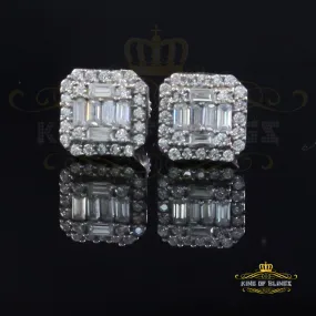 King  of Bling's Men's/Womens 925 Silver White 0.25ct VVS 'D' Moissanite Square Stud Earrings